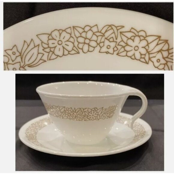 3 Vintage Corelle Woodland Brown cup & saucer sets hook handle Corning 6 pcs EUC - Picture 5 of 8